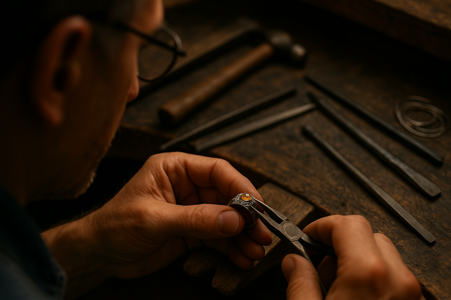 Artisan carefully crafting a piece of jewelry